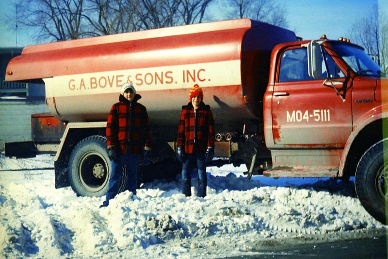 old g.a. bove truck in snow