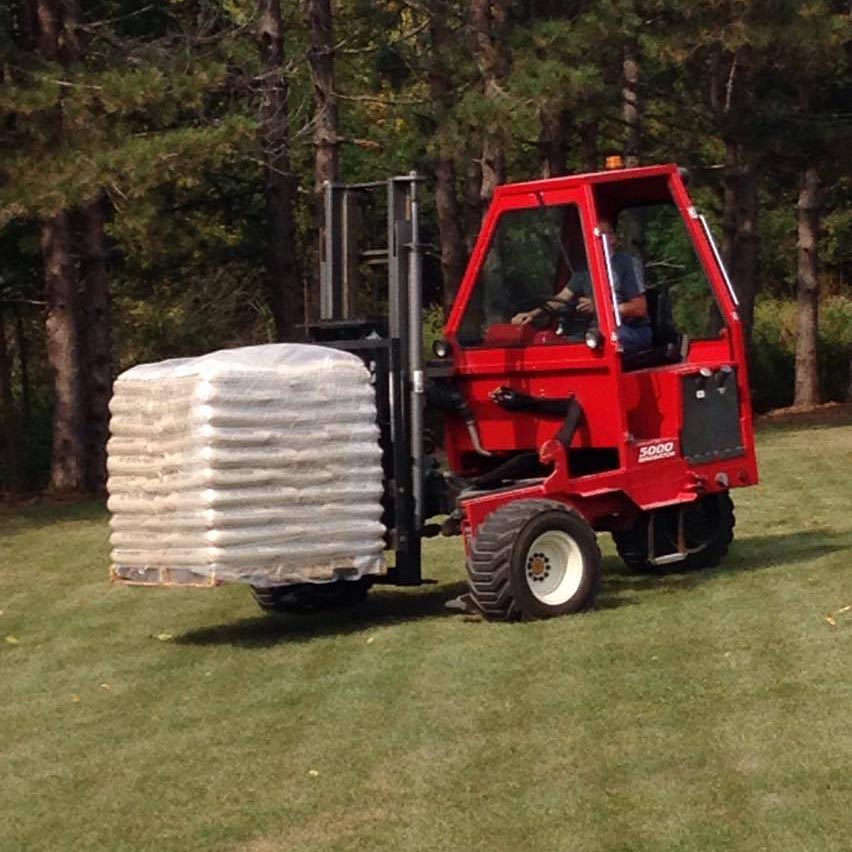 wood pellets delivery on forklift